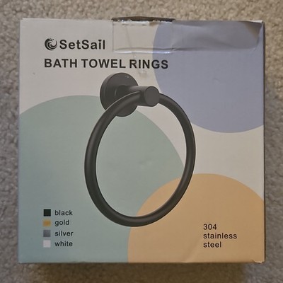 SetSail Black Stainless Steel Bathroom Towel Ring Wall Mounted Anti-Rust