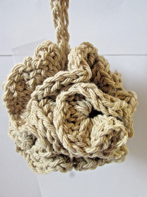 HANDGEMACHTER GEHÄKELTER BAD DUSCHE POUF 100 % BAUMWOLLE KOSTENLOSER VERSAND (Jute)