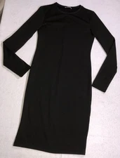 Zara Trafaluc Goth Little Black Dress Midi Long Sleeve Bodycon Minimalist Size M
