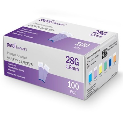 Medt - Pressure Activated Safety Lancets (28G X 1.8Mm) - Gamma Ray