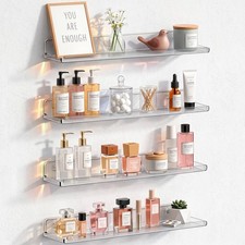Lifewit Acrylic Floating Shelves for Bathroom 14" Clear, 4 Pack 14", Clear