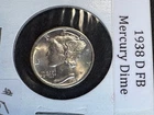 1938 D FB Mercury Dime blazing white GEM BU!