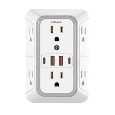Us Plug Power Strip with 6 Ac Outlets 4 USB Port 2 Type C , Multi Socket Wall So