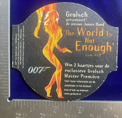 JAMES BOND WORLD IS NOT ENOUGH GROLSCH PREMIUM PILSNER 4 INCH BEER COASTER