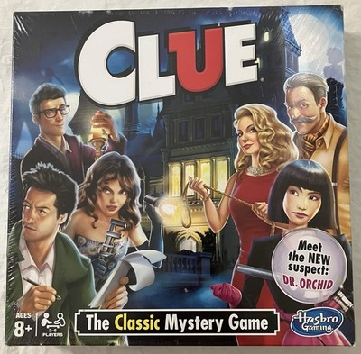 Clue Board Game-The Classic Mystery Game-Hasbro-Meet New Suspect: Dr. Orchid NEW