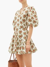 RHODE Rosie Puff Sleeve Cotton Wrap Dress In Small Ivory Heart Size XS BNWT