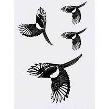 4 x 'Flying Magpie' Temporary Tattoos / Transfers TO00046551 