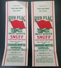2 Vintage Paper Labels For "Red Flag" Sweet Scotch Snuff — photo 1