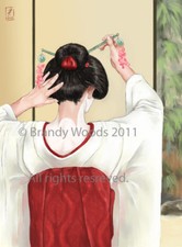 GEISHA Maiko fantasy Japan Japanese Asian ACEO art artwork print Brandy Woods