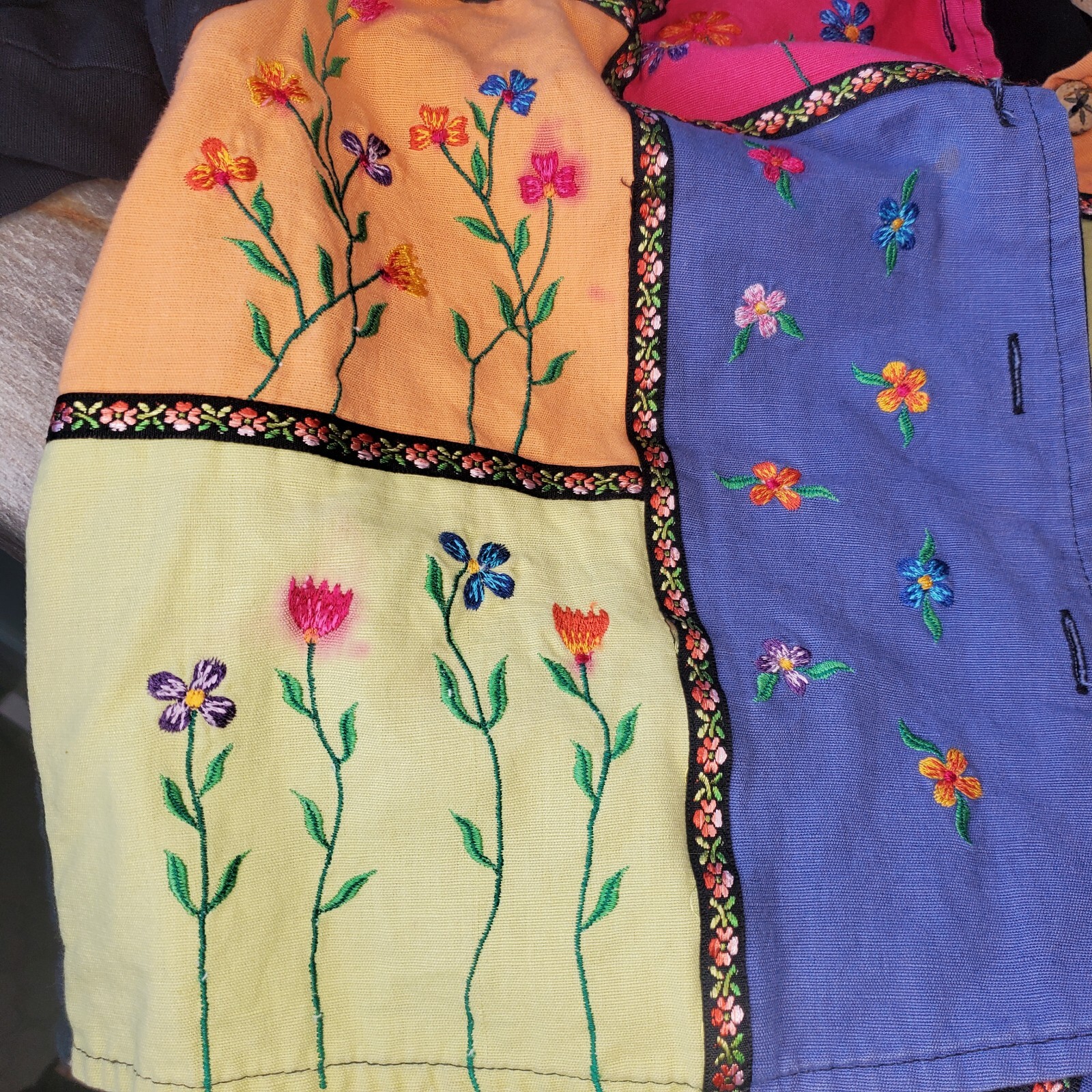 90s Patchwork Jacket Black Medium Patchwork Embro… - image 7