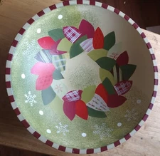 Bed Bath & Beyond Wood Bowl Decorative Christmas Holiday 12" Snowflake
