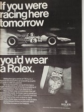 Orologio Rolex 1005 Datejust 1968 (rif. 1601) Auto da corsa STAMPA ANNUNCIO Jackie Stewart F1
