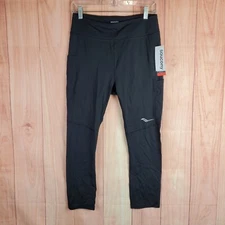 Saucony Fortify Crop Running Leggings Sz Large Black NEW NWT