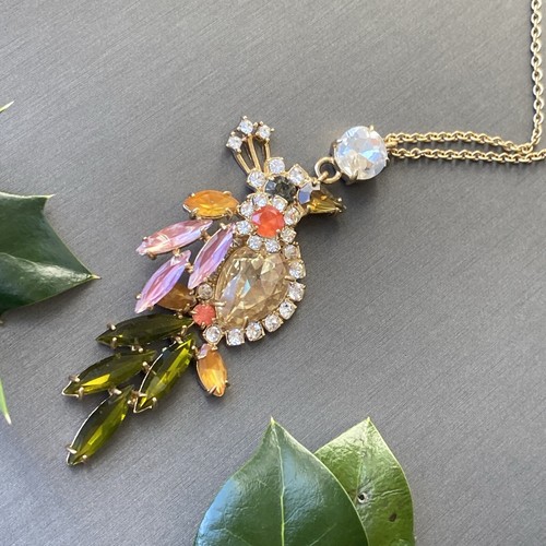 Bird Of Paradise Y2K Vintage Ann Taylor Crystal Pendant Estate Jewelry Pre-Owned - Picture 14 of 22