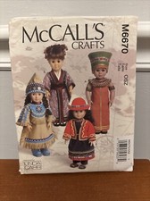McCall's M6670 18" Doll International Outfits Clothes Pattern Uncut