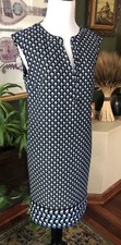 Ann Taylor Blue/Teal Floral Notch Neck Sleeveless Shift Dress S MINT