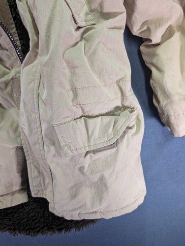 GAP KIDS Boys Winter Beige Cotton Faux-fur Parka Jacket Coat Very warm Size S - Picture 2 of 9