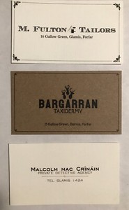 Sleep No More Emursive Punchdrunk Fulton Tailor Bargarran Malcolm Business Cards