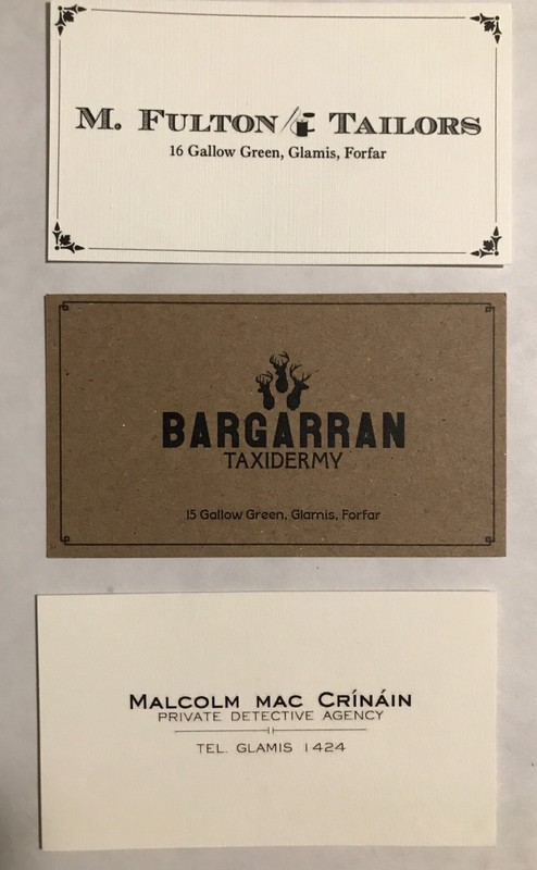 Sleep No More Emursive Punchdrunk Fulton Tailor Bargarran Malcolm Business Cards