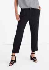 MADEWELL Track Trousers in True Black Elastic Waist Cropped Women's Sz XS ZT 