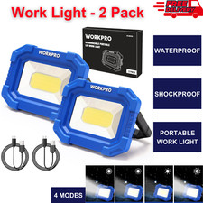 2 Pk Rechargeable Magnetic Work Lights 2000LM COB, Portable, Waterproof, 4 Modes