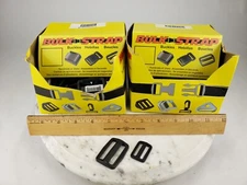 2x Box Webbing Slip-Lok 1-1/2" & 1" - Adjustable Slider Buckle Straps Plastic