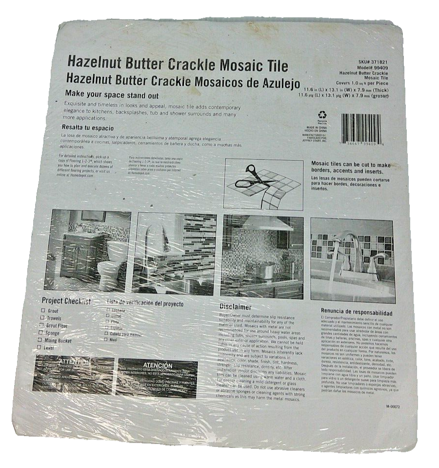 **10PACKS** Hazelnut Butter Crackle Mosaic Tile 99409 eBay