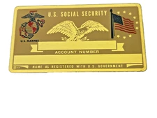 Metal US Marines USMC Social Security ID Blank Card