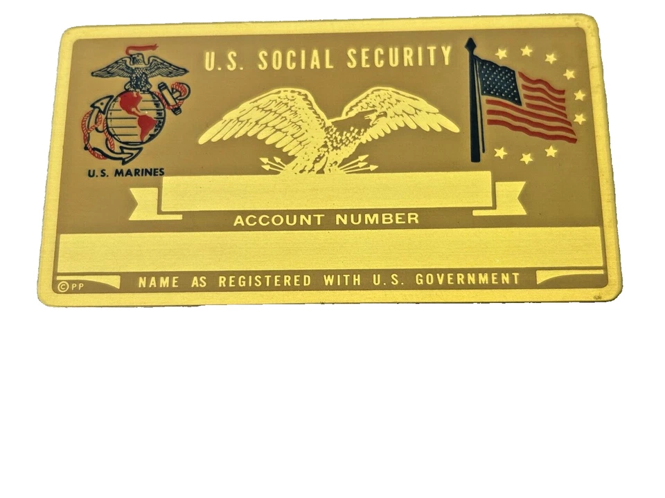 PERMA PRODUCTS Metal US Marines USMC Social Security ID Blank Card