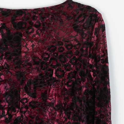 Venus Womens Crushed Velvet Bell Sleeve Top Size L Red Black Dark Romantic Goth - Picture 8 of 8