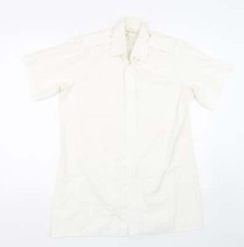Mens White Cotton Blend Dress Shirt Size 35
