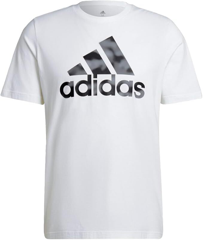 Футболка Adidas Mens Essentials с камуфляжным принтом, Белая, Средний размер