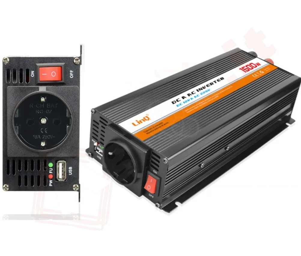 Inverter 1500w di Potenza da DC 12v a AC 220v Portatile Convertitore DC 12V in A
