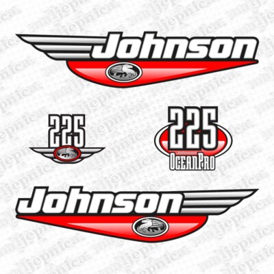 Johnson 225 / 225hp Ocean Pro Red Decal Set (1992 2000) Replacement Sticker Kit