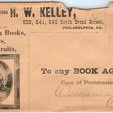 1891 Philadelphia, PA H.W. Kelley Publisher Envelope Postal Cover Osmans, OH 5R