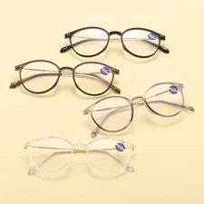 Women Blue Light Blocking Round Reading Glasses Clear Frame Lightweight Readers