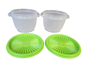 Tupperware Servalier 20 oz Sheer Bowl Liquid Tight Green 886-9 886-10 600ml