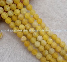 Natural 6/8/10/12mm Yellow Dream Frost Agate Round Gemstone Loose Beads 15" AAA