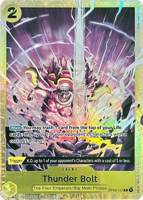 OP03-121 Thunder Bolt : Common Alt Art Foil English One Piece TCG Card : Premium