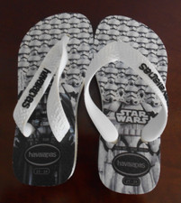 Kids 'havaianas' Size 23-24 White/Black Thongs/Flip Flops With Bag