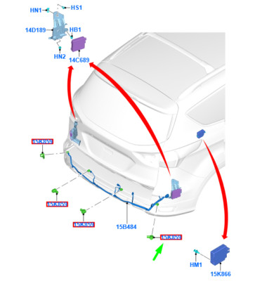 FORD KUGA MK2 C520 Parksensor Hinten GK2T-15K859-AA5DJS 2248823 NEUES ECHTES