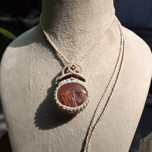 Collar de Cristal Colgante Micro Macramé Bohemio Cuarzo Amatista Natural Hecho a Mano - Imagen 9 de 11
