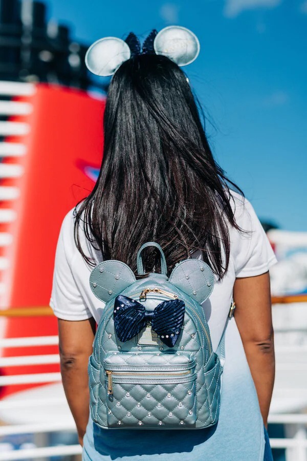 Loungefly x Disney Cruise Line WISH Jeweled & Quilted Backpack with Satin Bow Loungefly Disney Cruise Line DCL Wish Tangled Rapunzel Gold  main image 4