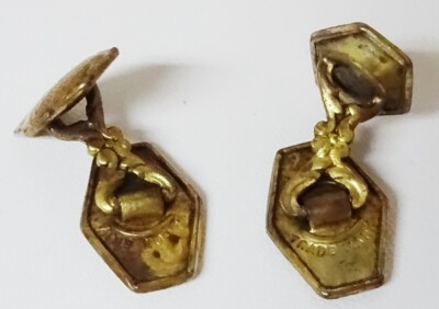 Vintage 1920s Hexagon Art Deco Era Antique Talon Grip Cufflinks