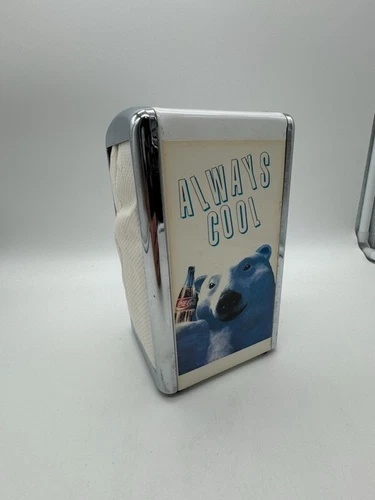 Vintage Coca Cola Napkin Dispenser Polar Bear on Side