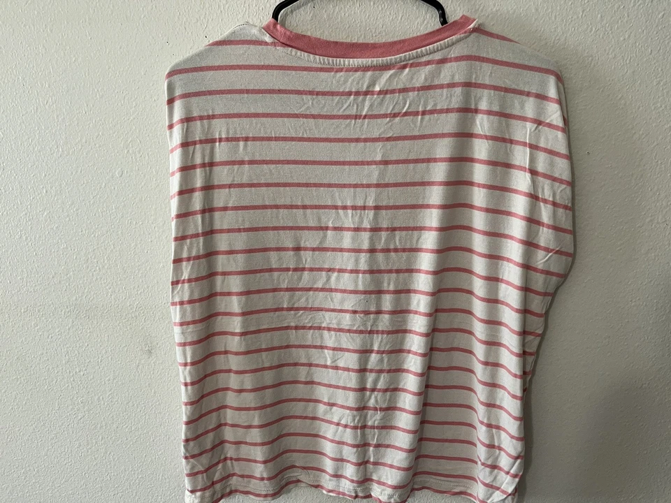 C&C California Pinnk Striped Crew Top Short Sleeve Medium S Women's - Image 2 of 4