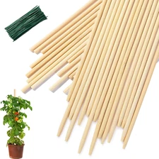 40 PCS Bamboo Plant Stakes 18 Inch, Wood Plant Support for Gardening for Potted 