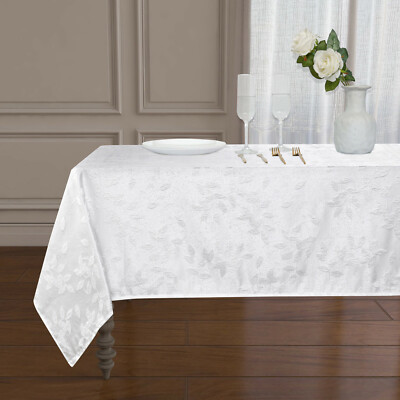 Raised Jacquard Floral Leaves Fabric Tablecloth - Assorted Colors & Sizes