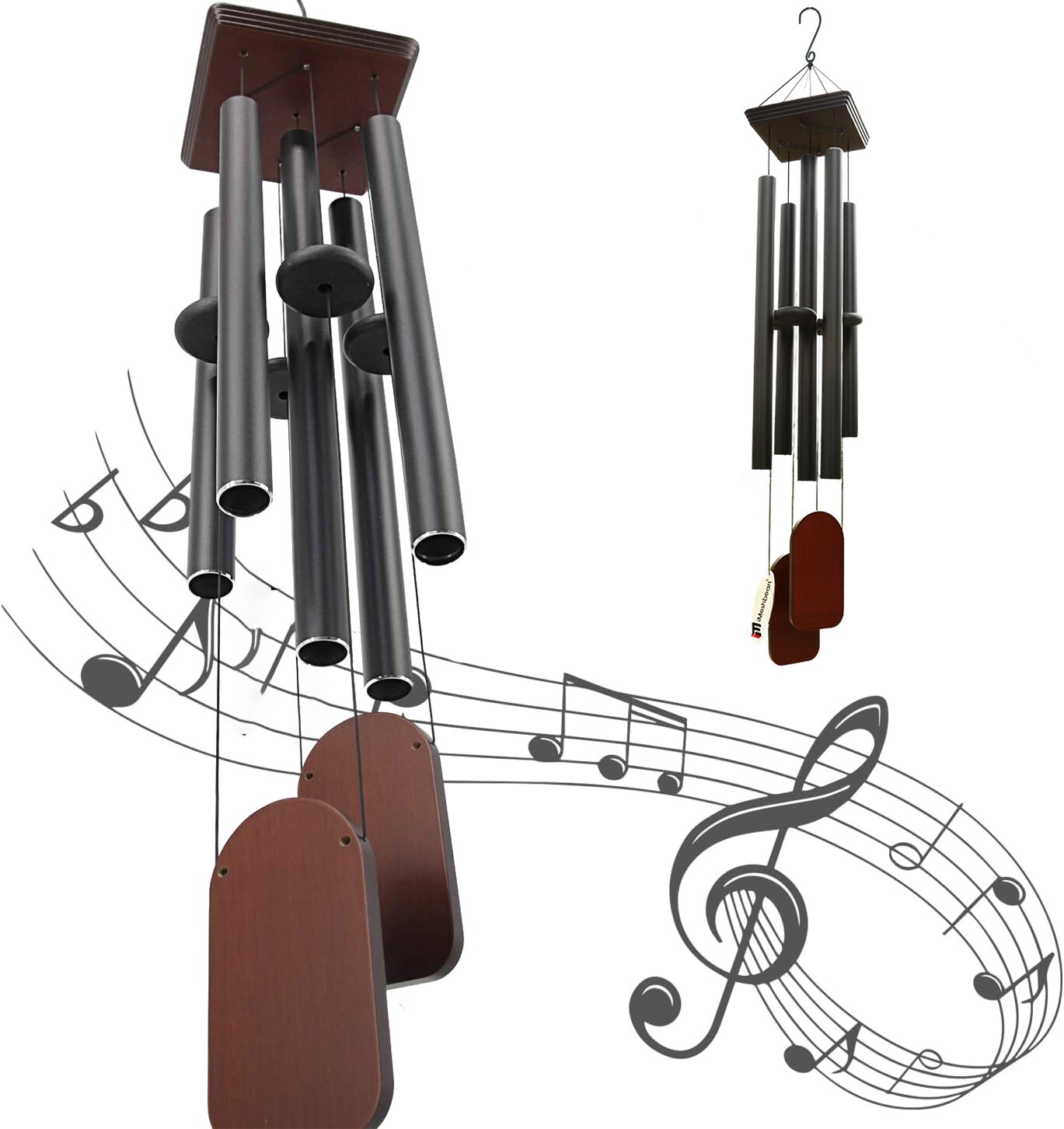 LARGE 5 Tubes 48" Deep Tone Wind Chime Resonant Bass Sound C