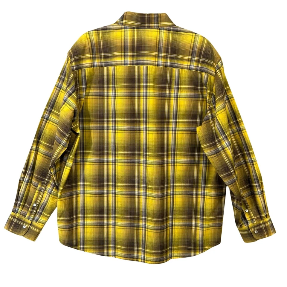 Set of 2 Haband Men Shirts Large Pearl Snap Button Yellow Plaid & Blue Stripe - Image 4 of 4